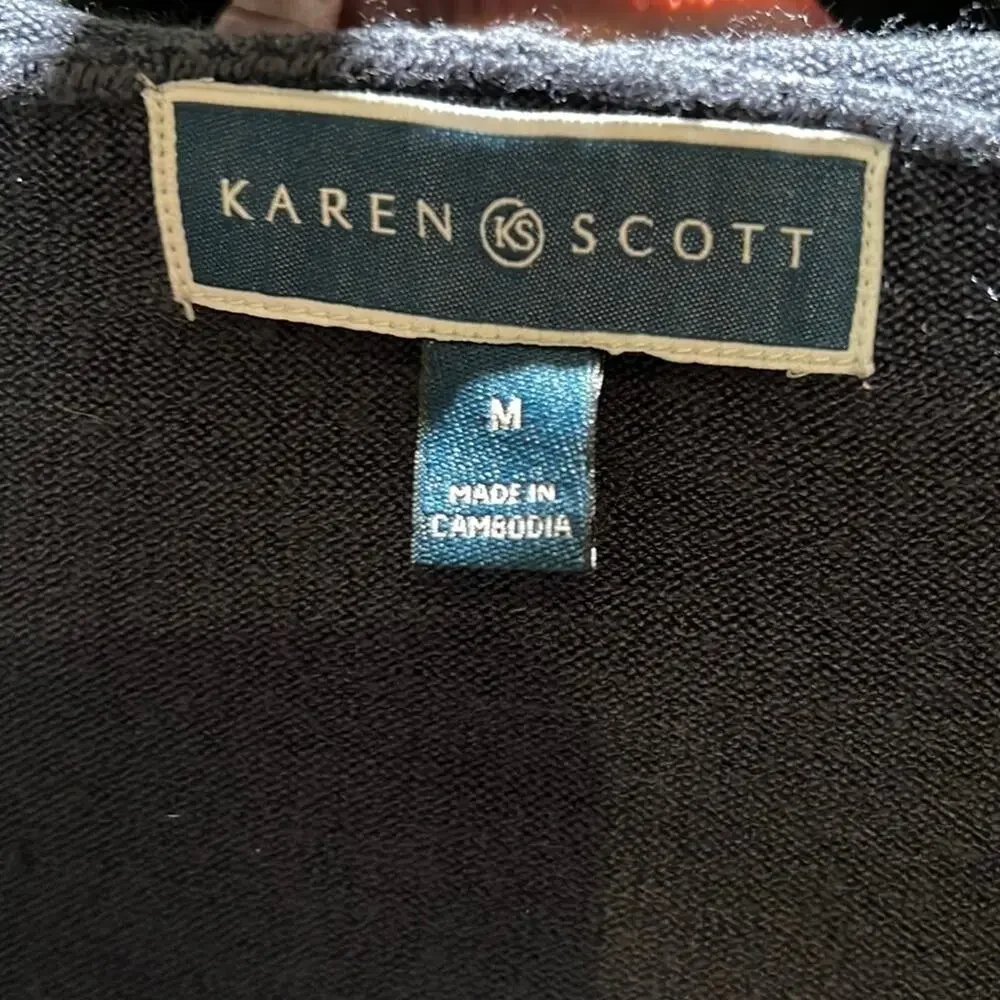 Karen Scott Cardigan Lexsoft Hooded Blue size Medium Flattering